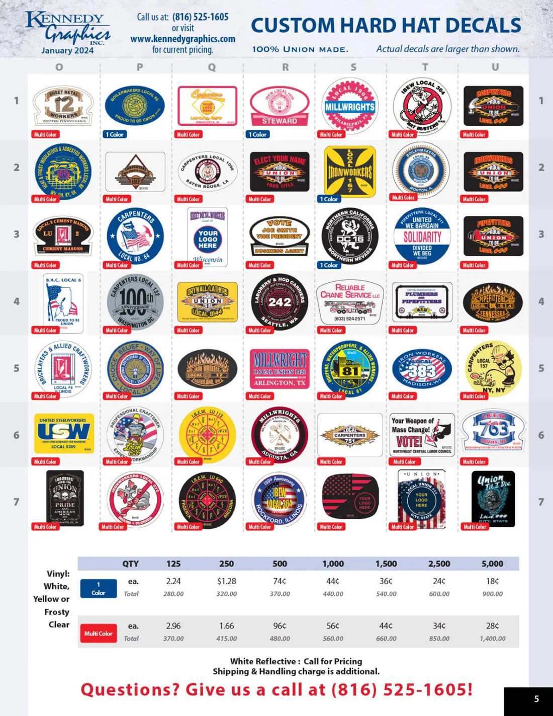 Sample Decals Custom Hard Hat Decals – Kennedy Graphics